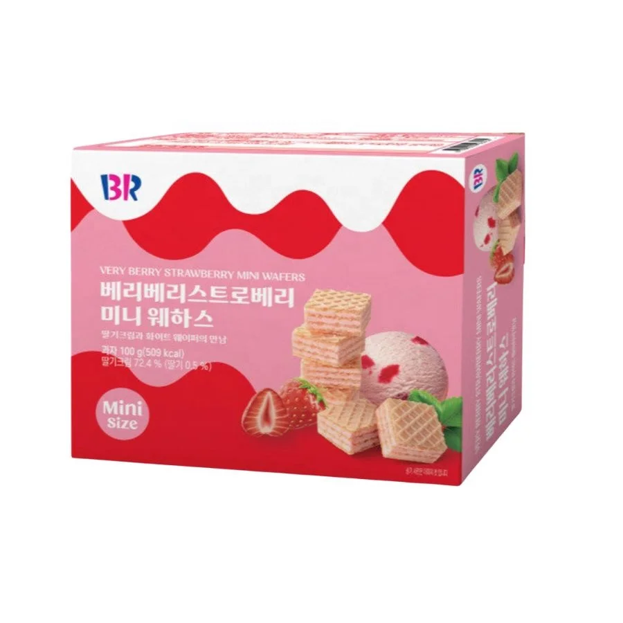 Wholesale BR Berry Berry Strawberry Mini Wafers 100gr Delicious Food Snacks Exotic Snacks Choco Vanilla Flavor