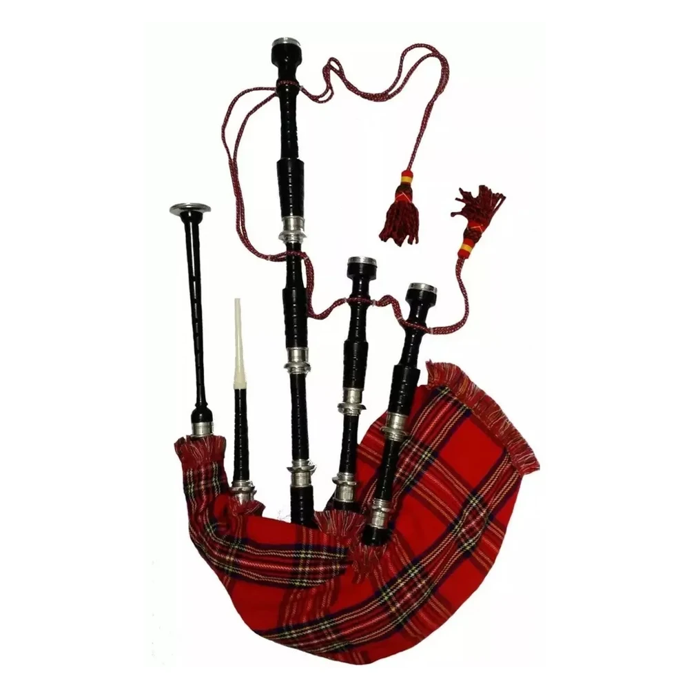 Full Size Scottish Black Wood Bagpipe High Quality Scottish Highland Bagpipe Black Rosewood Irish National Tartan Bagpipe