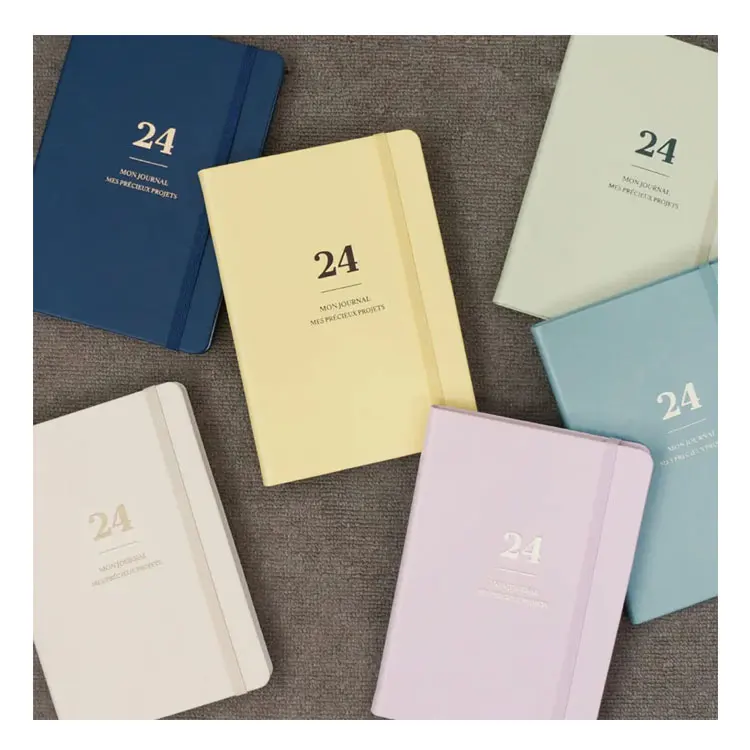 LABON 2024 Journal Pu Hardcover A5 Dated Monthly Diary Planner With Ribbon Bookmark