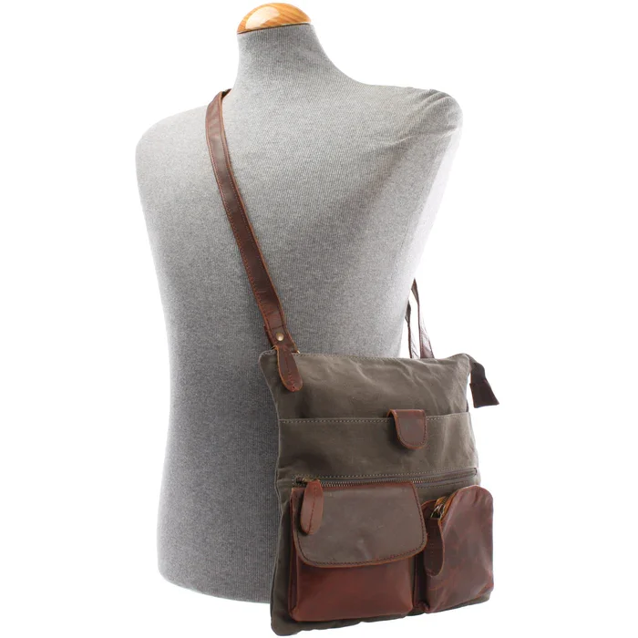 CRAFTED WITH SKILL CANVAS  MESSENGER BAG CLASSIC SHOULDER BAG SLING BAG LARGE CAPACITY