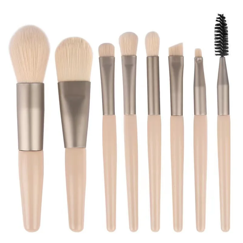 8pcs High Quality Nylon Hair Vegan Makeup Brush Set Custom Logo Wholesale for Face and Eye Powder Foundation