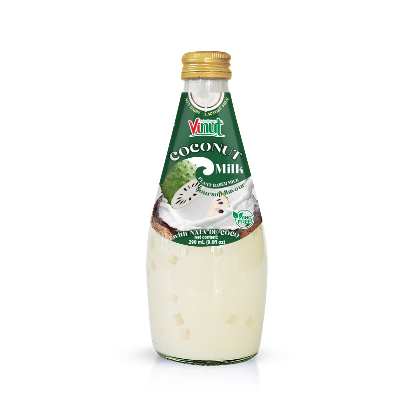 290ml Glass Bottle VINUT Coconut Milk Soursop 9.8 Fl oz Nata De Coco beverage distributor own brand vegan milk nut milk