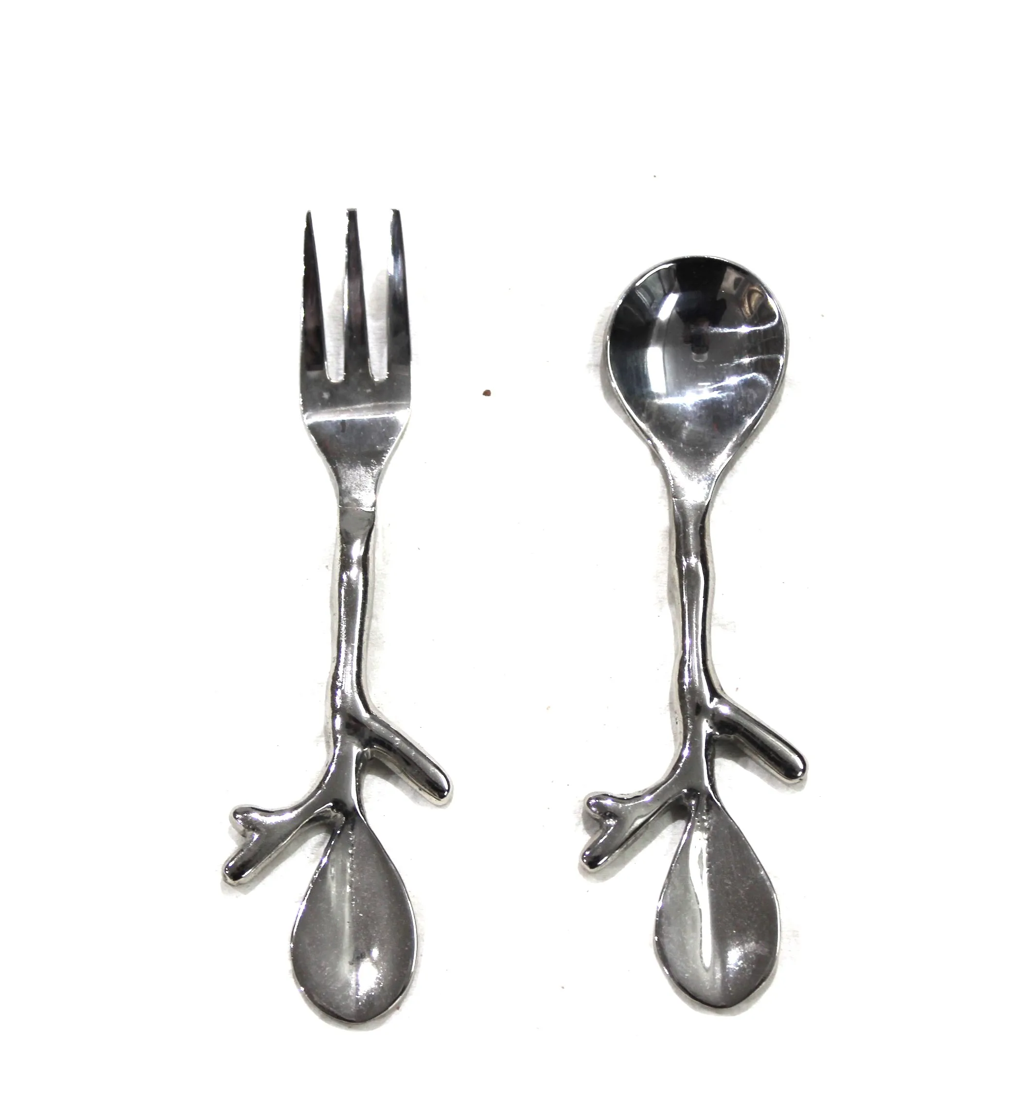 Silver And Golden Colored High Quality Baby Spoon Set With Leaves Design And Attractive Look Baby Spoons