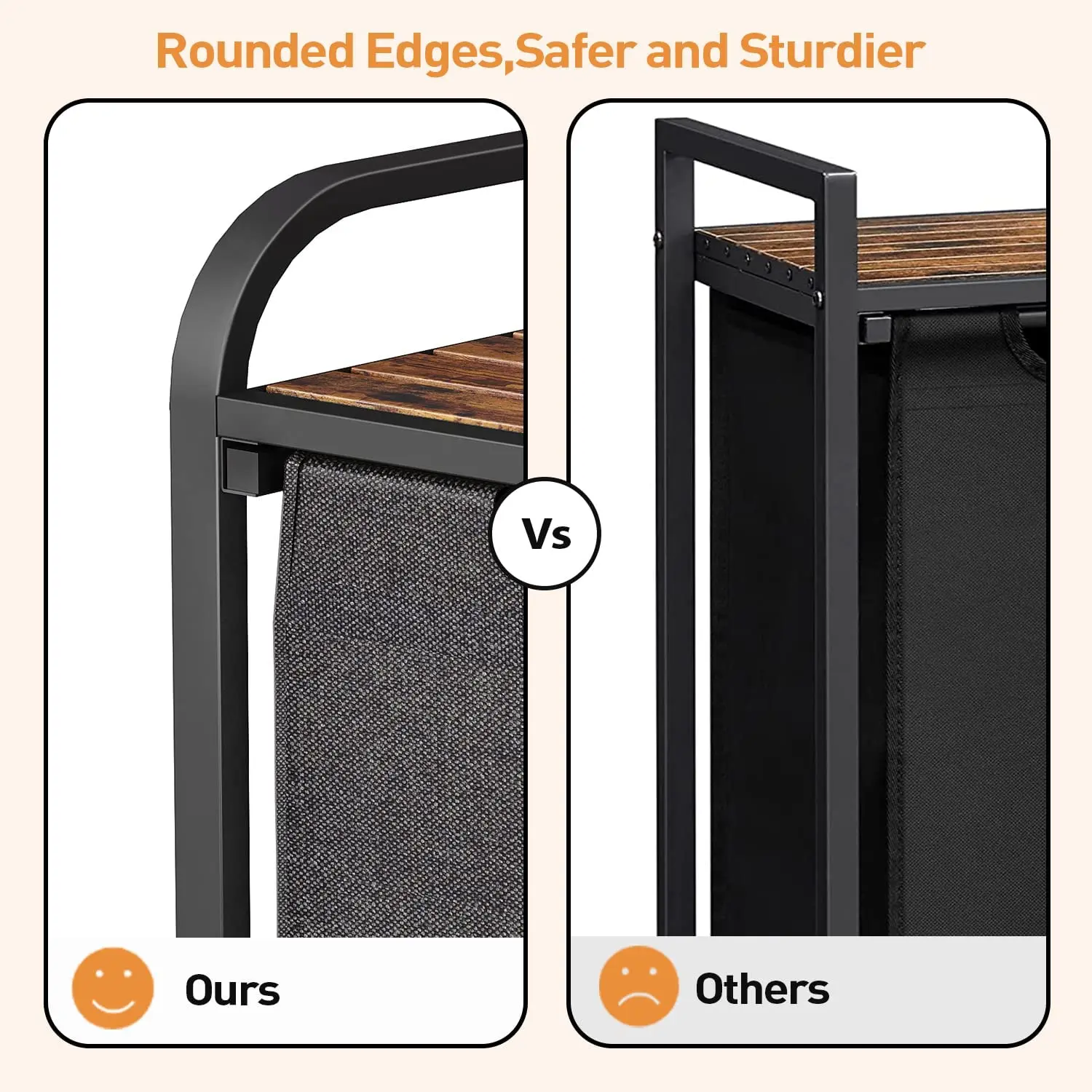 Removable Laundry Bags Storage Black Laundry Sorter Metal Laundry Basket with lid