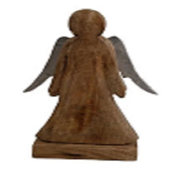 Best Selling Wooden Angel With Aluminum Wings Silver Finished On Wooden Base Handmade Christmas Decorative Gifts Product