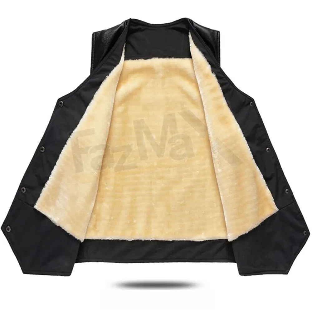 2022 OEM Custom Men Leather Motorbike Vest Lightweight Good Quality Men Motorcycle Leather Vest