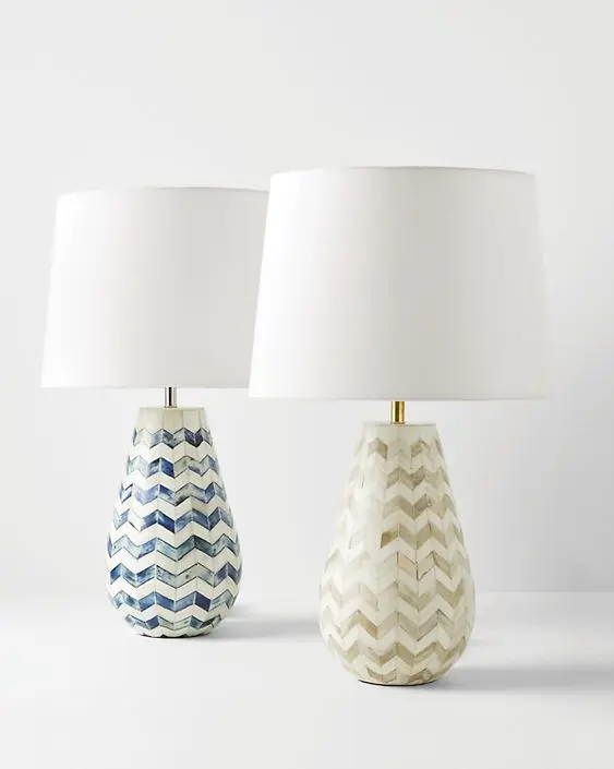 Chevron Table Lamp Table Lamp High Quality Bone Inlay Shade Lamp For Home From India By GOD GRACE OVERSEAS