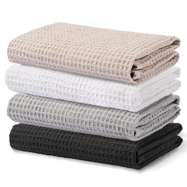 Waffle Weave New Design Kitchen Towels Dishcloth Solid Style Waffle Tea Towels Glass Cloth