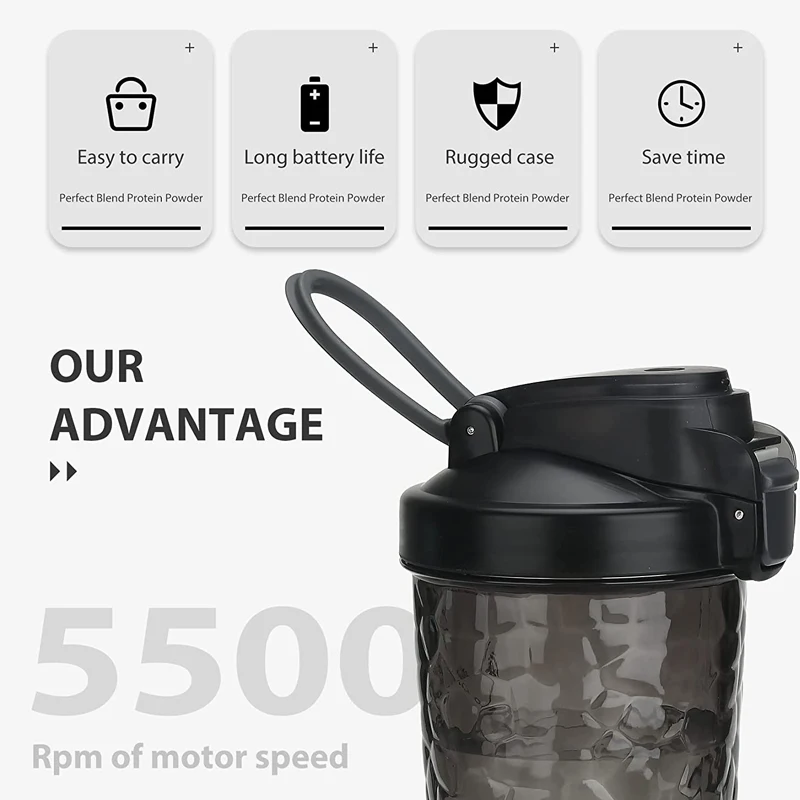 Fully automatic mixing cup fitness sports kettle portable rechargeable shaker cup electric protein powder milkshake water bottle