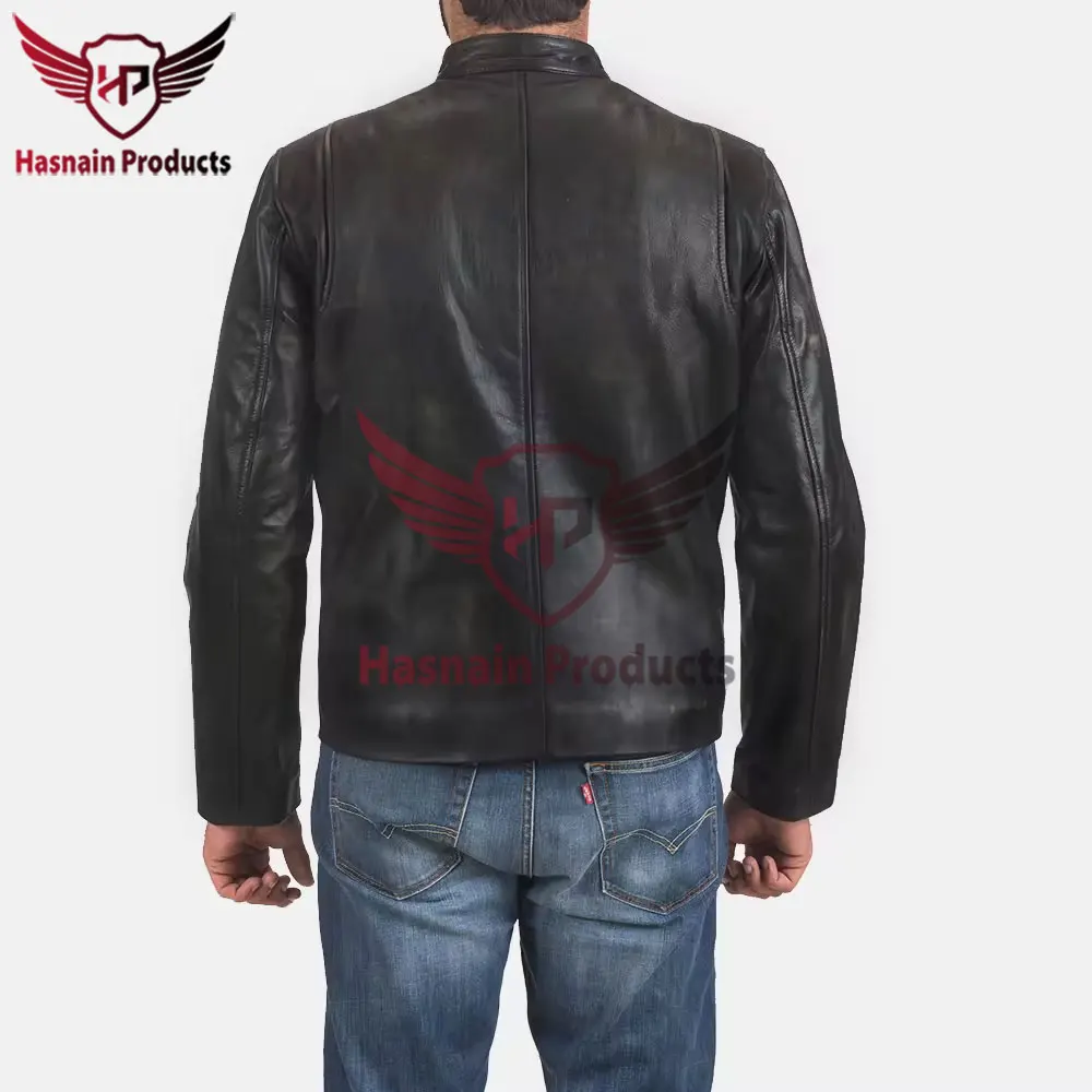 Wholesale Fashion Black Leather Jacket for Men - Latest Design Genuine Sheepskin 100% Leather Jacket at Unbeatable Prices