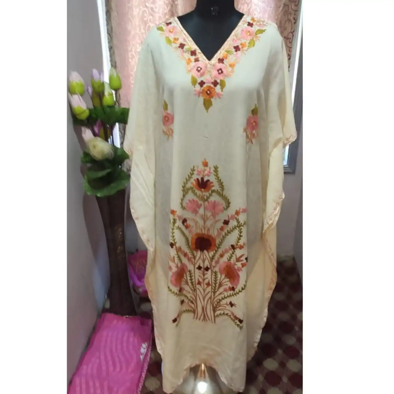 Вышитый хлопок новый дизайн кафтан Kasmiri повседневная одежда платье