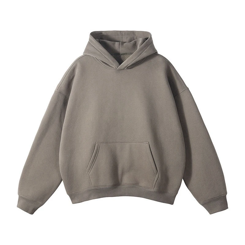 Latest Streetwear Style Men Breathable Thick Fleece Grey Acid Washed Pullover Boxy Fit Hoodies With Kangaroo Pocket In Bulk