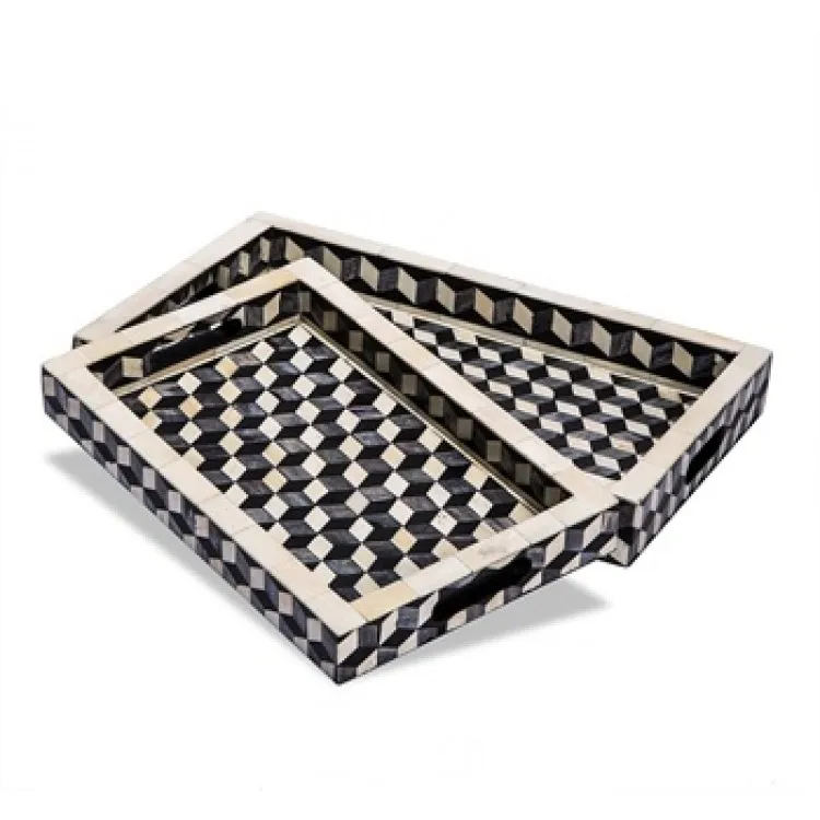 Hot  Selling Bone Inlay Serving Tray Home Restaurant Bar Hotel and Wedding customized size by hs husnain crafts