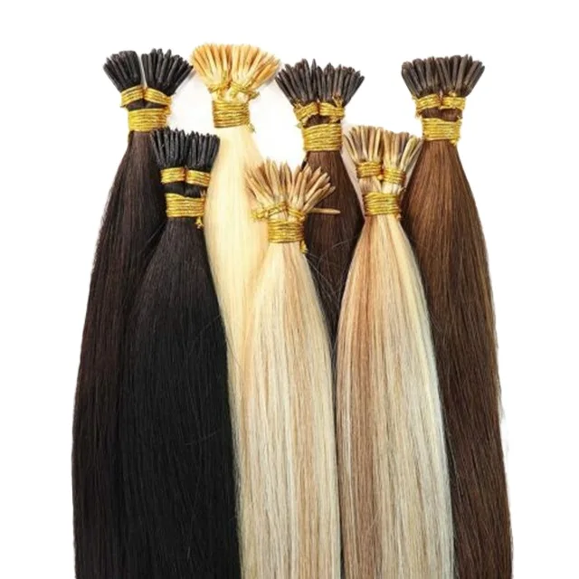 Keratin Pre-Bonded i-Tip Human Hair Extensions Unprocessed 100% Virgin Raw European Hair U Tip Hair Extension Flat Tips Keratin