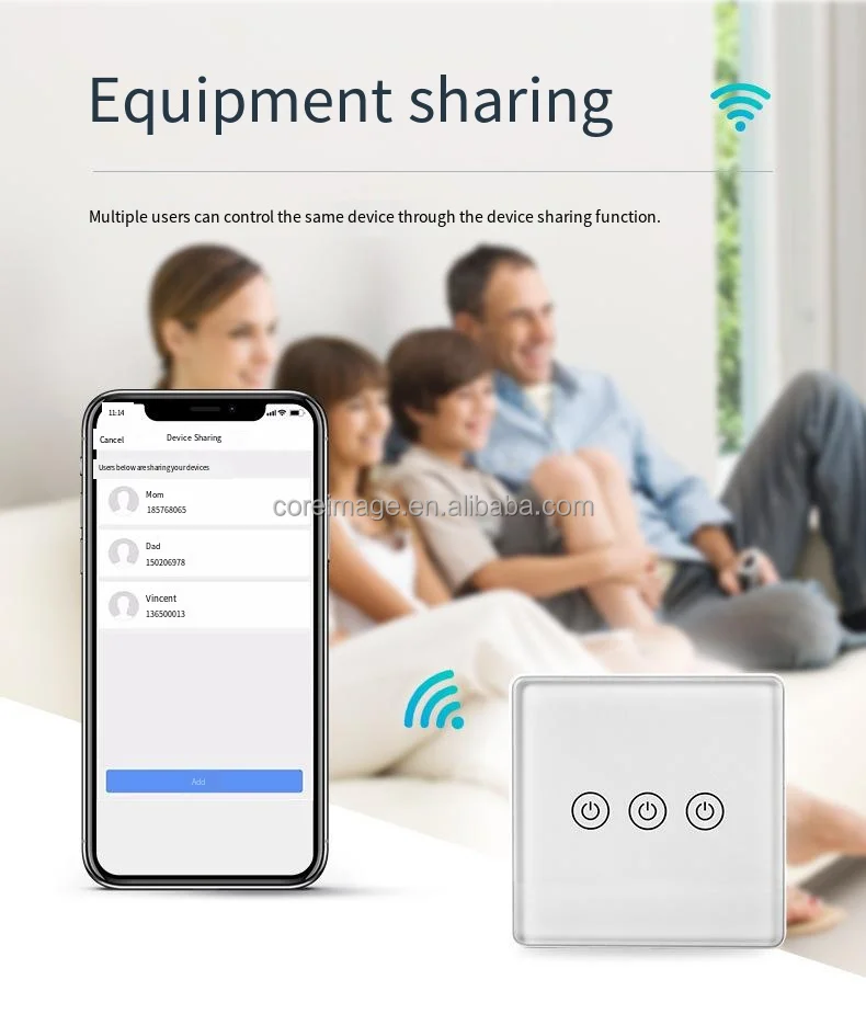 EU Standard APP Remote Control Smart Light Switch Works with Alexa and Google Home Voice Control WiFi Switch