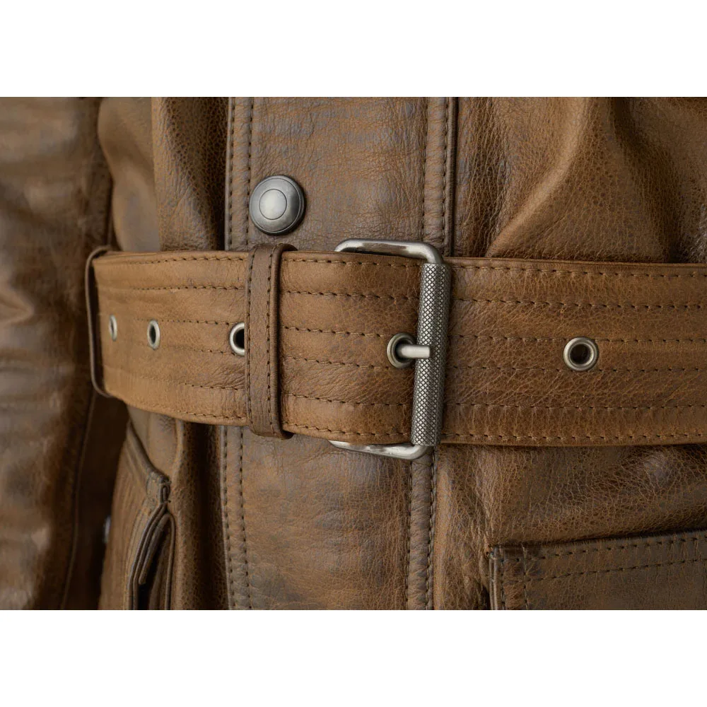 Panther 2.0 Leather Jacket Burnished Gold Hand Waxed Leather Saddle Brown Pro leather jacket in brown / black