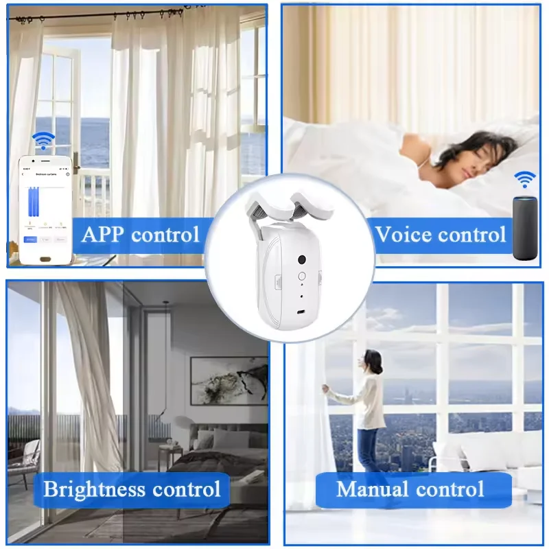 Tuya Wifi Smart Curtain Opener Wireless Electric Automatic Timing Control Robot with Voice Remote for Living Room and Office