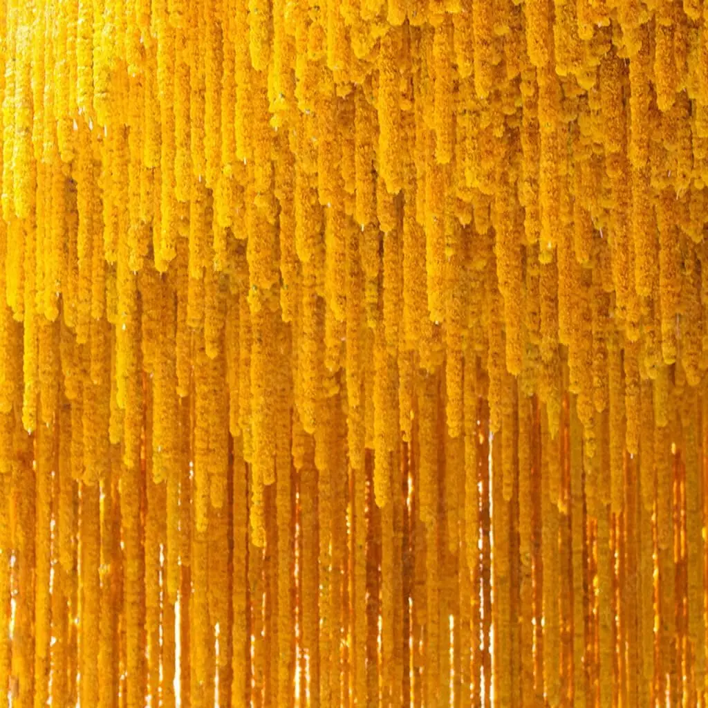 Orange Flower Garlands 5-Foot Long Marigold  Artificial Plastic Material Parties Celebrations New Year Indian Weddings Theme