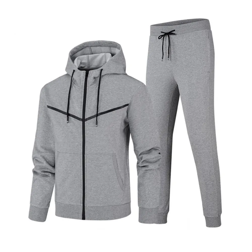 Wholesale Fitted Sweatsuit 2 Piece Custom Sport Jogging Suits Plain Men Sportswear Hoodie Sweatpants Tracksuit Unisex Hoodie Set