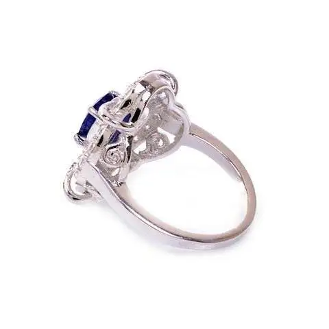 Blue Sapphire & White CZ Statement Handmade Gemstone Rings