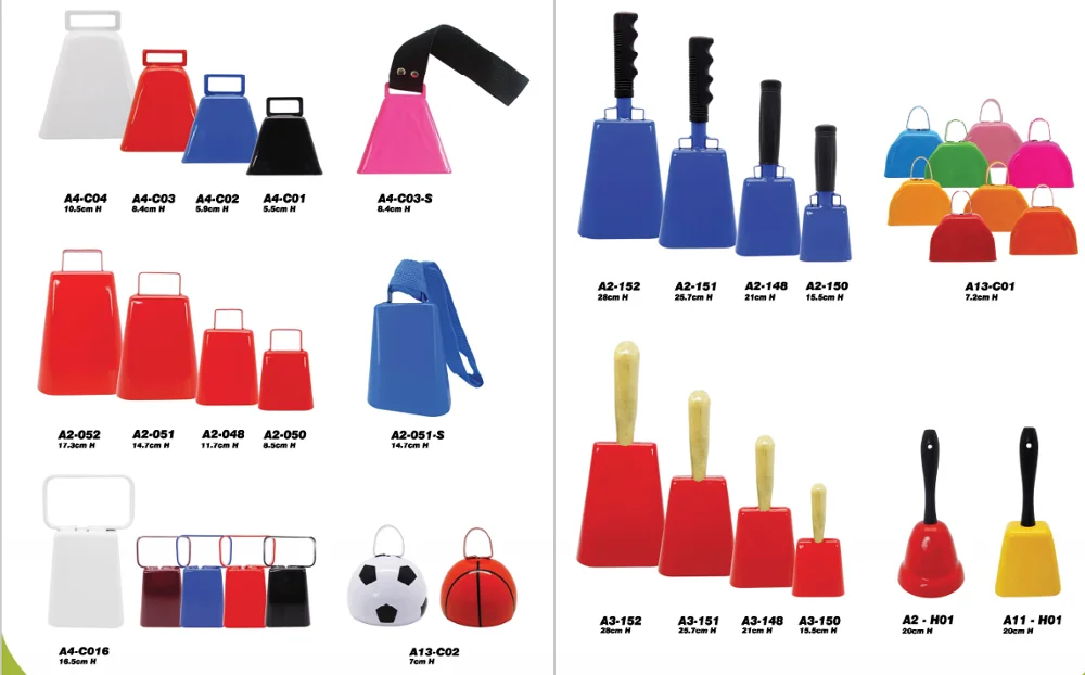 Wholesale custom sports cow bell with handle for sporting events