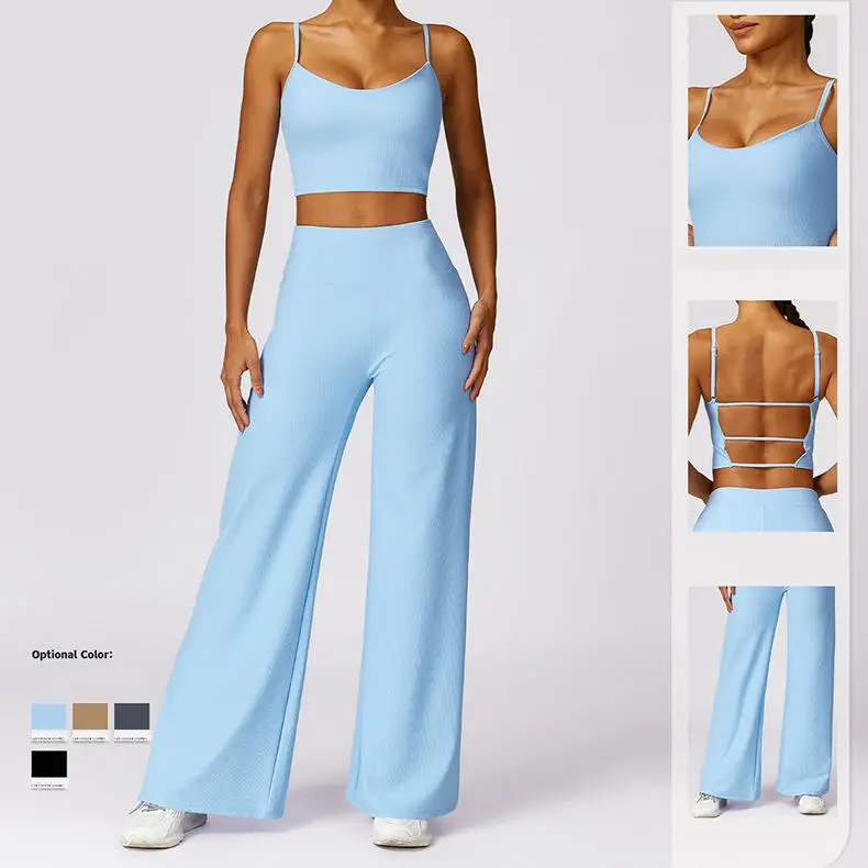 Women 2 Piece Gym Workout Suit High Back Sports Bra Tanktop Pockets 2Pcs Shorts Pants Ladies Ribbed Seamless Fitness Yoga Sets