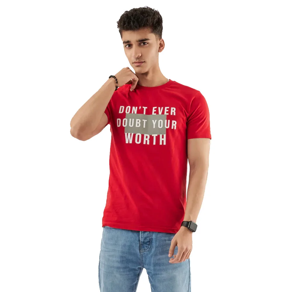 High Quality Custom Made Men Red Colour Slim Fit Cotton T Shirts For Sale With Custom Screen Printed Logo Men Oversized T Shirts