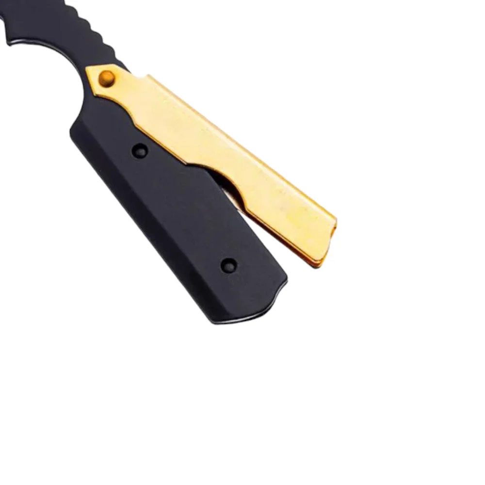 Stainless Steel Barber Razor Professional Grade, Satin Finished with Black Coated Single Blade