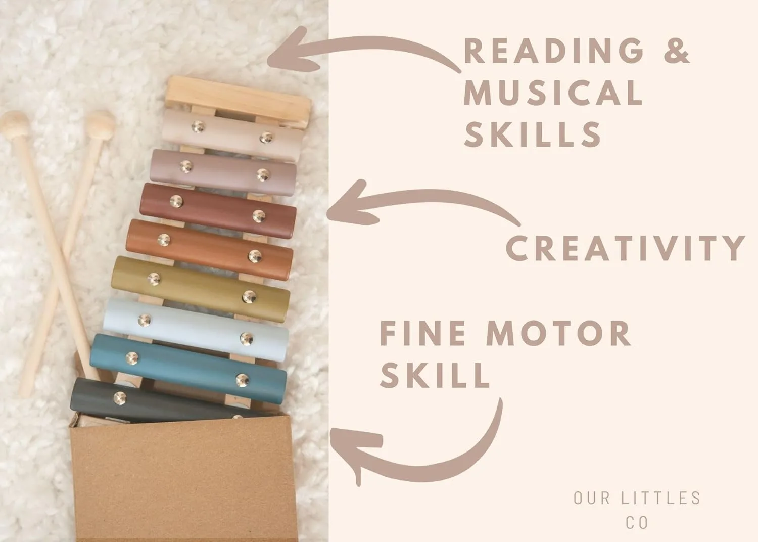 Customized Good Quality Rainbow Wooden Xylophone Montessori Musical Instrument Toy for Baby