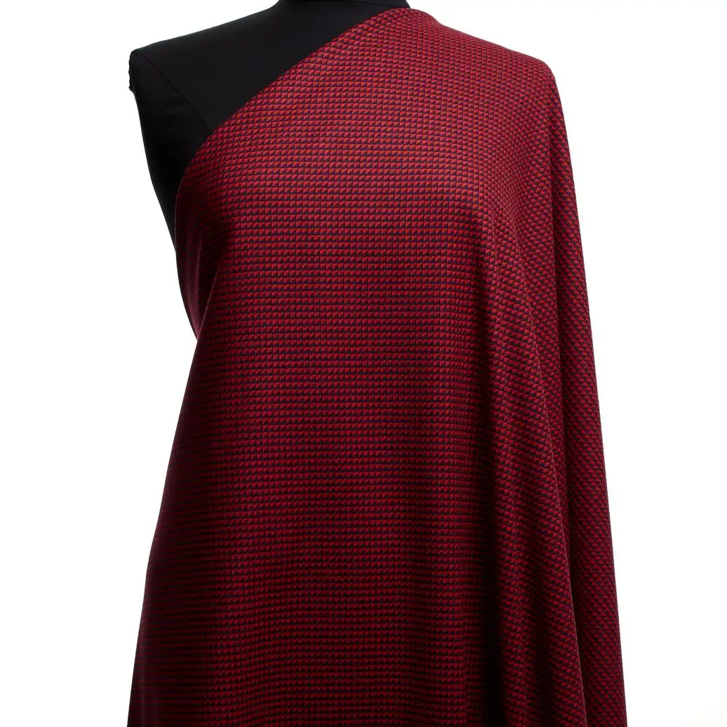 Premium deadstock recycled red wool fabric for sale by the meter from sustainable Italian retailer.