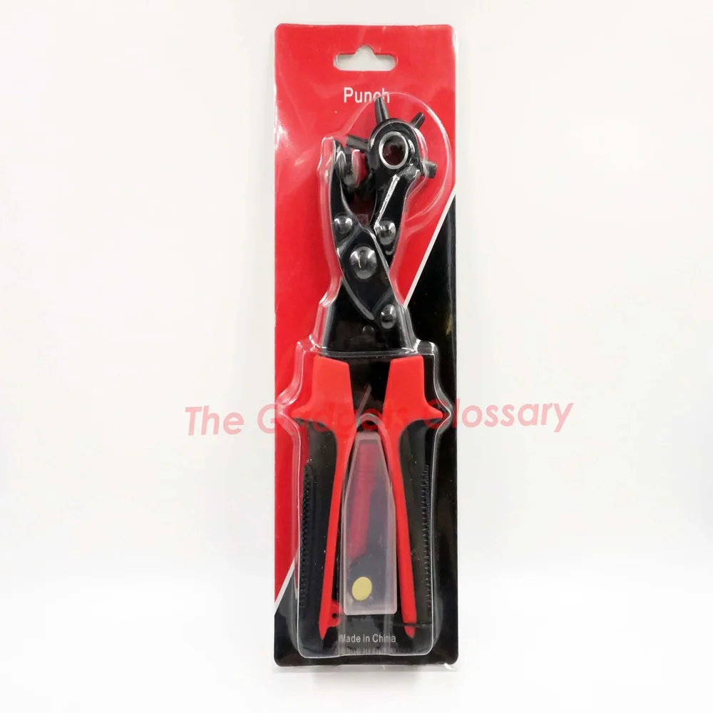 Cheap Price DIY Tools Soft Grip Plastic Handle Pliers with Steel Puncher Reasonable Price Leather Hole Clamp