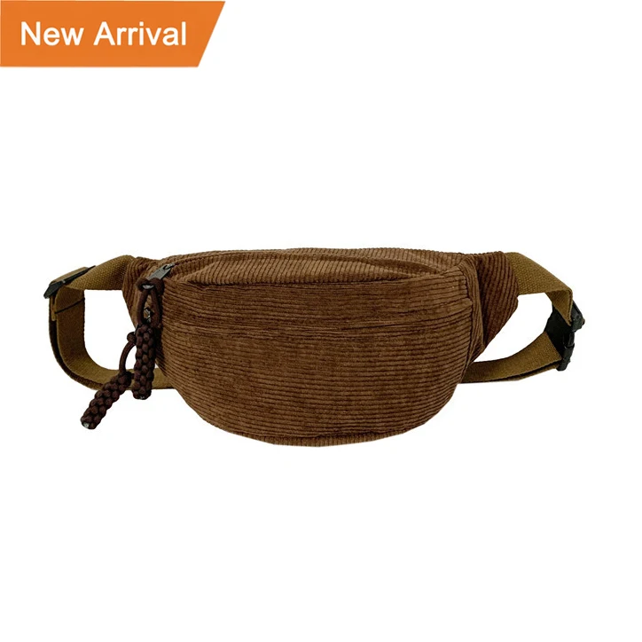 Wholesale Large Capacity Corduroy Chest Bag Street Style Sport Fanny Pack Casual Crossbody Shoulder Waist Belt for Outdoor Use