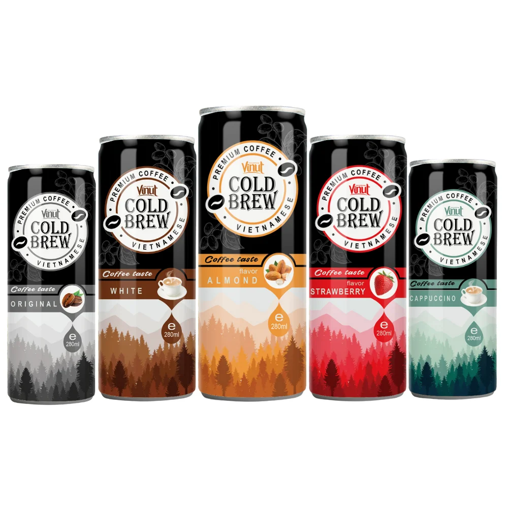 Private Label OEM 100% Natural Arabica Robusta Coffee Cold Brew Can Drink 280ml - Free Sample - Wholesale Beverage Vietnam