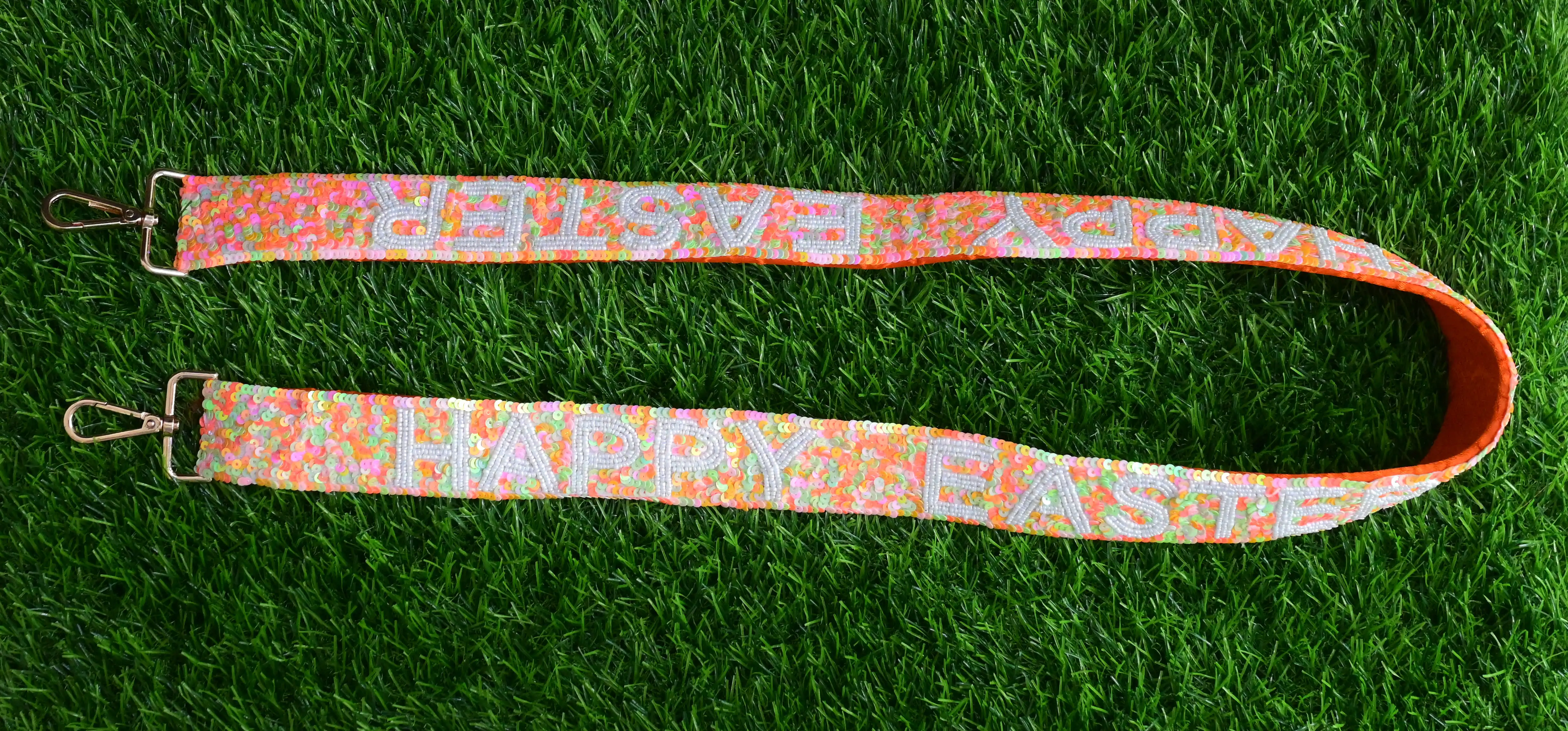 Customized Sizes Three-Color Combination Multi-Color Sequin Glitter Purses Straps Happy Easter Day Festival Accessories Beaded
