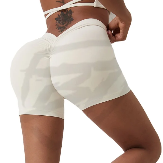 10 colors Peach booty naked feeling Sexy butt lift women gym wear V shape back scrunch butt workout shorts 2023