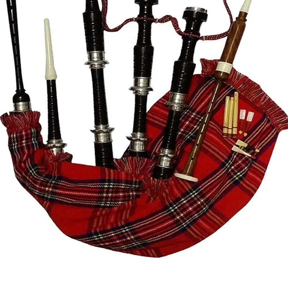 Full Size Scottish Black Wood Bagpipe High Quality Scottish Highland Bagpipe Black Rosewood Irish National Tartan Bagpipe