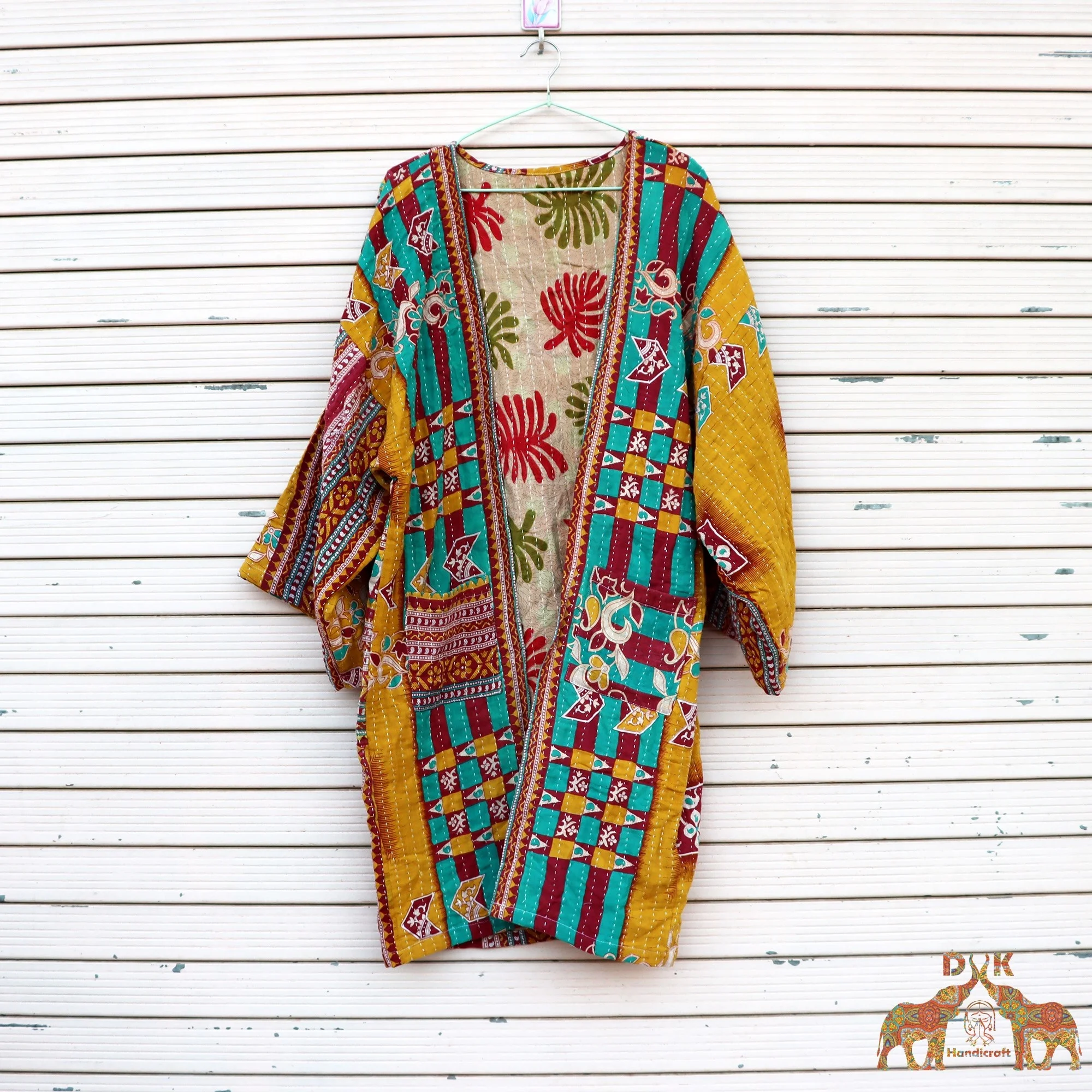 New Arrival women vintage kantha kimono robe handmade kantha jacket cotton kantha