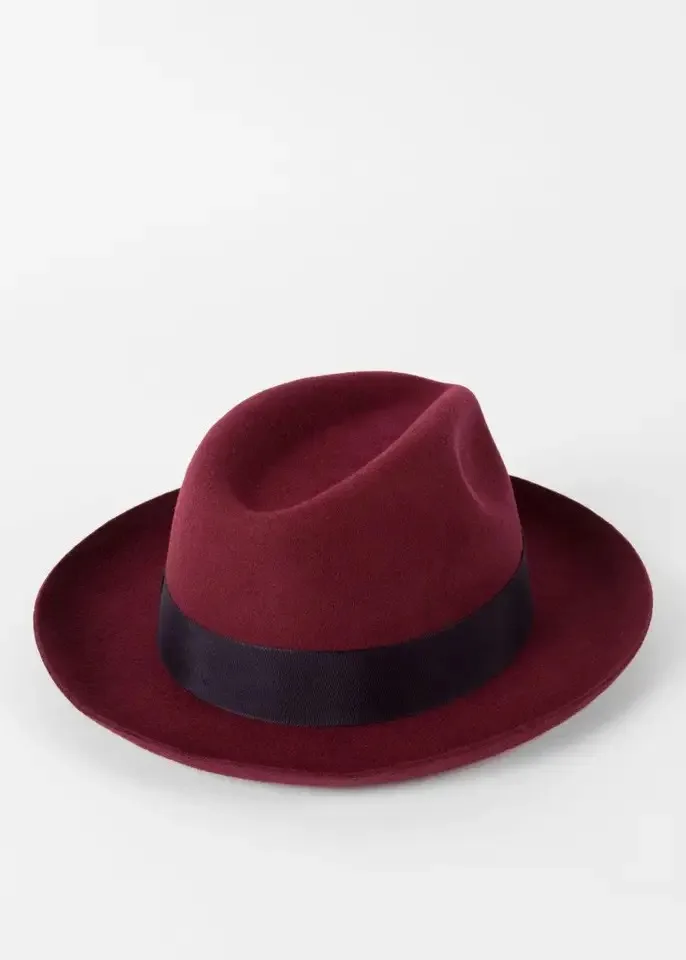 Custom Logo High Quality Wholesale Wool Fedora Hat Wide Custom Logo Black Fedora Hats For Men
