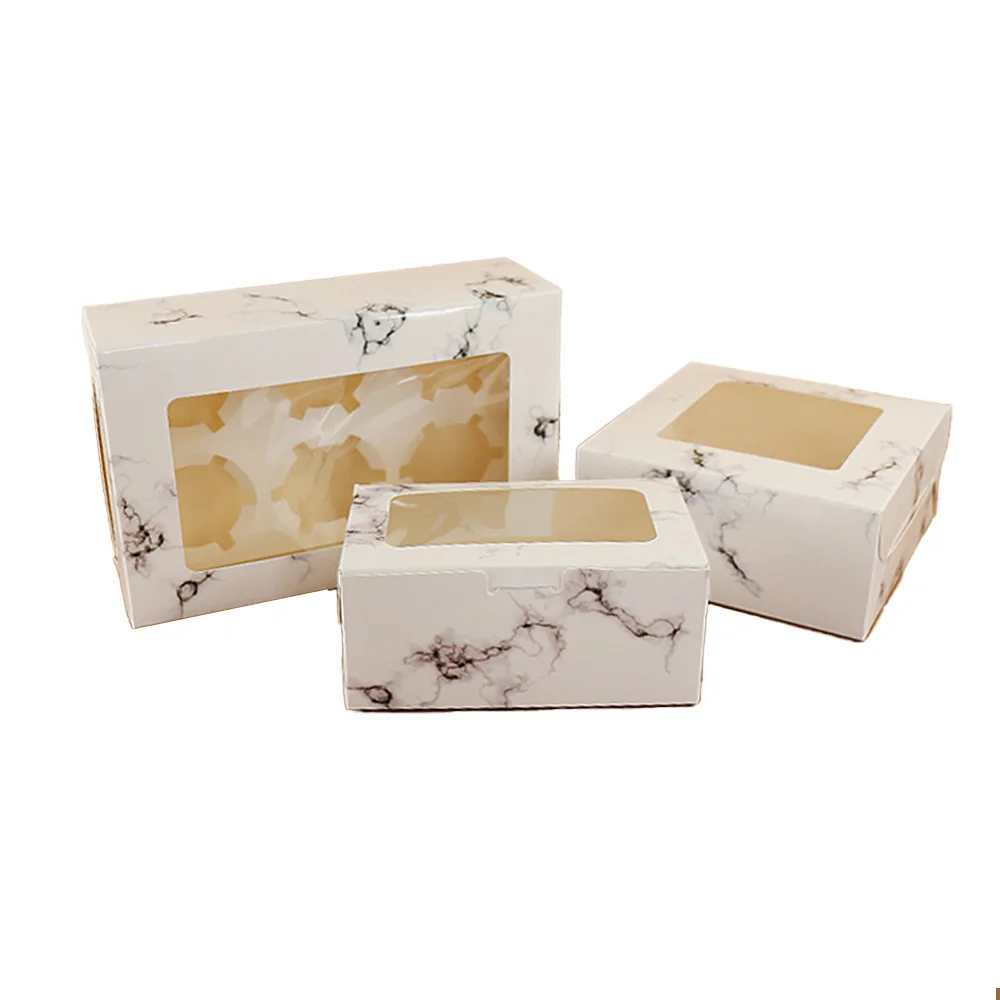 fancy christmas beautiful kraft paper square individual custom single drawer cupcake boxes with window