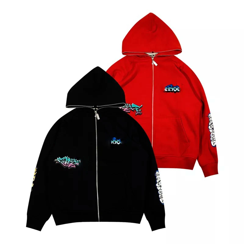 Customized  Hoodie For Men Popular Blank Custom Graphic Full Face Zip Hoodie Autumn Plain  Zipper Hoodie Heavyweight