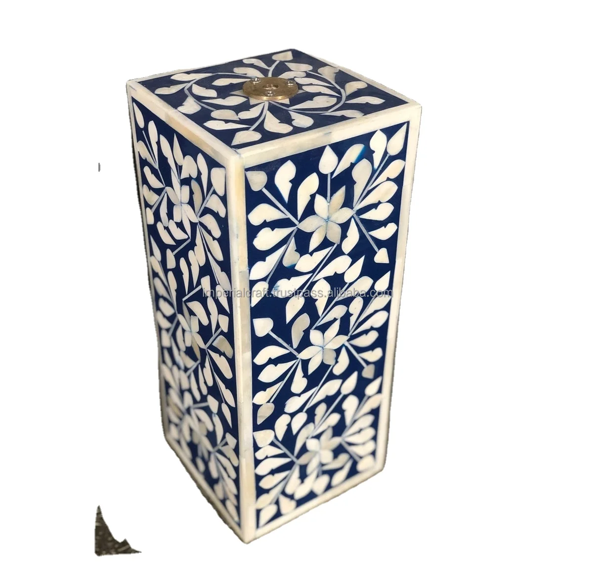 new arrival royal blue bone inlay table lamp best floral design rectangle lighting lamp for home and hotels