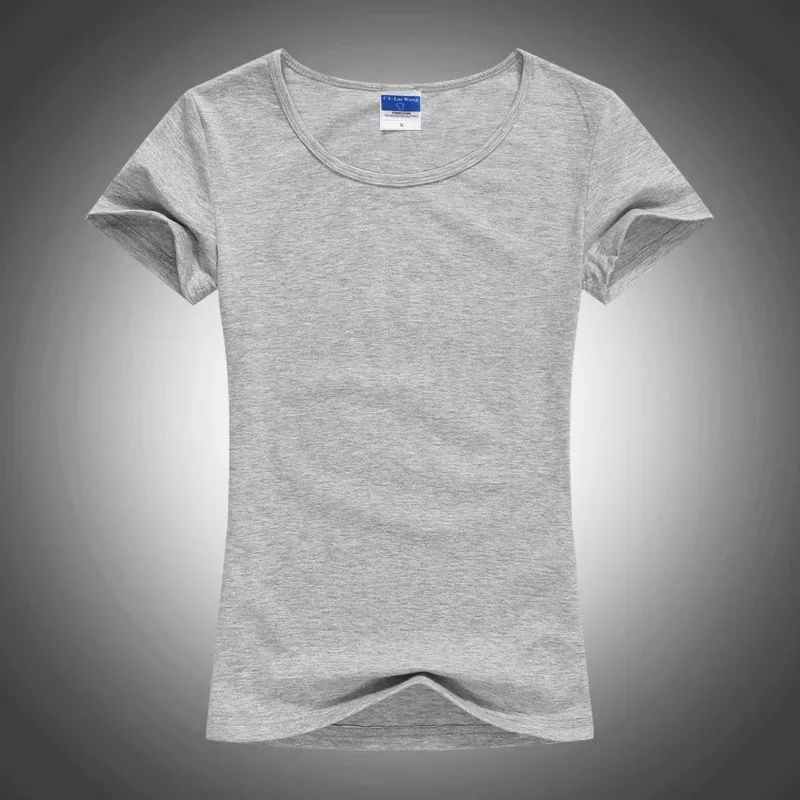 Slim Sexy Custom Tee Shirt Logo Photo Text Print for Women Ladies Summer Cool Basic Cotton T-Shirt Short Sleeve T Shirt