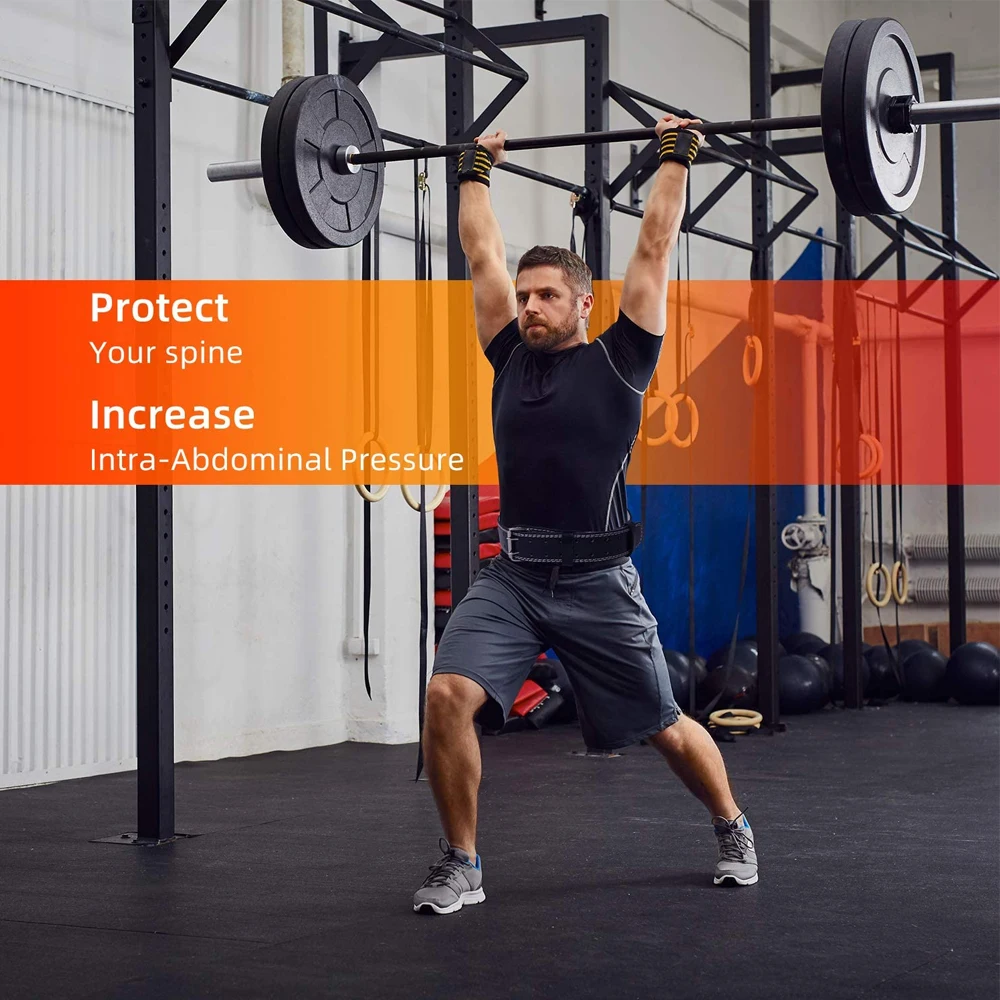 Leather Weight Lifting Belt for Men Women, Powerlifting Weightlifting Squat Deadlifts Gym Belt with 4.5 Padded