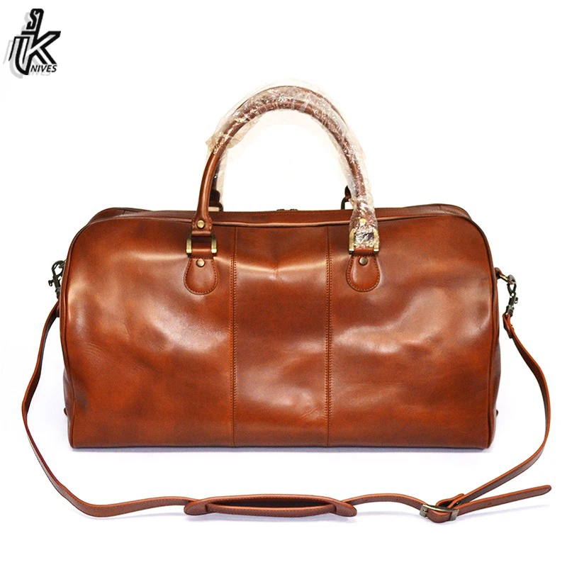 New Cheap Price Luxury Men Premium Leather Outdoor Travel Duffel Weekender Duffle Bags