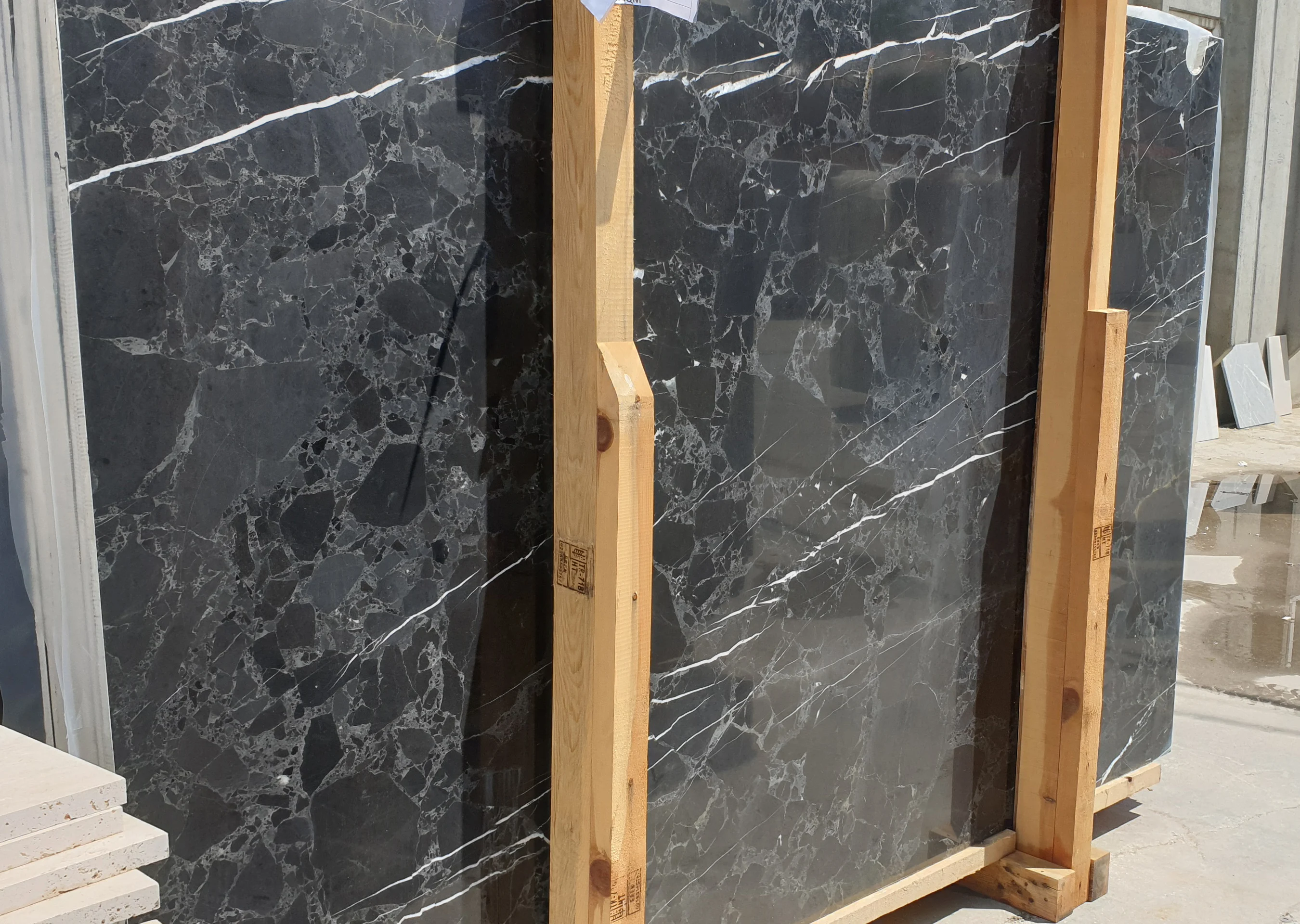2024 Nero Marquina Black Marble 2cm Slab Polished Honed Matt Natural Stone With Snow White Veins Made in Turkey Direct Sales