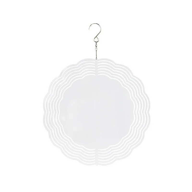 10 and 8 inch round double side metal aluminum white plain sublimation wind spinner for garden decoration