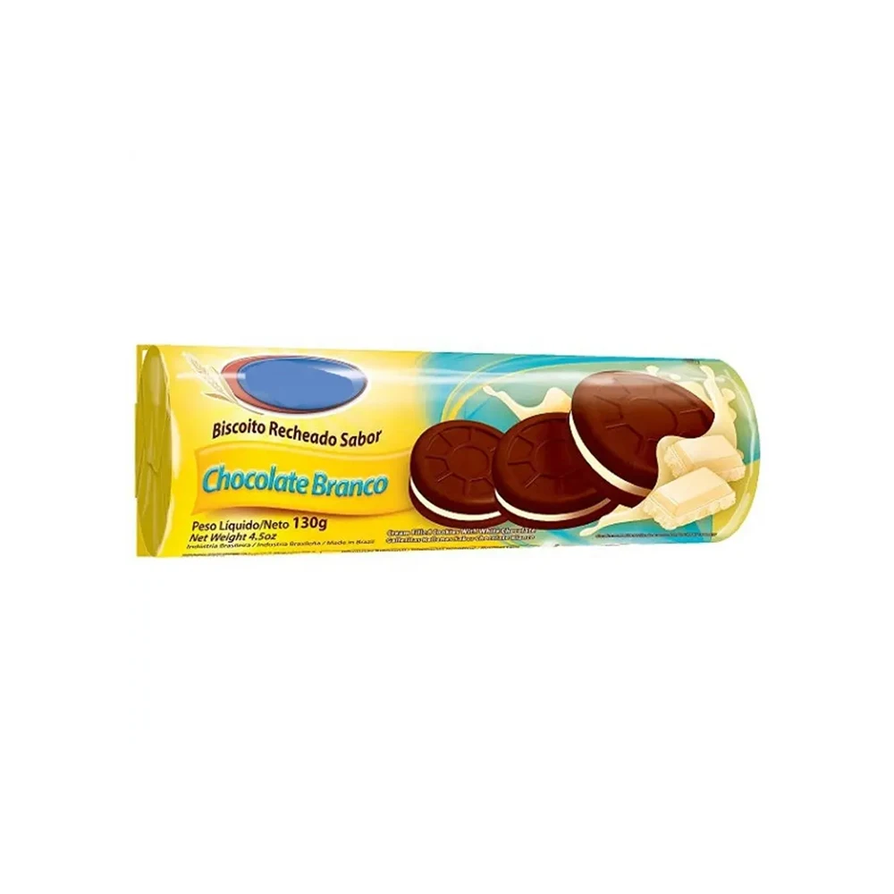 Wholesale Brazilian Cookies Biscuits Snack Food Manufacturer Sandwich Cookie White Chocolate