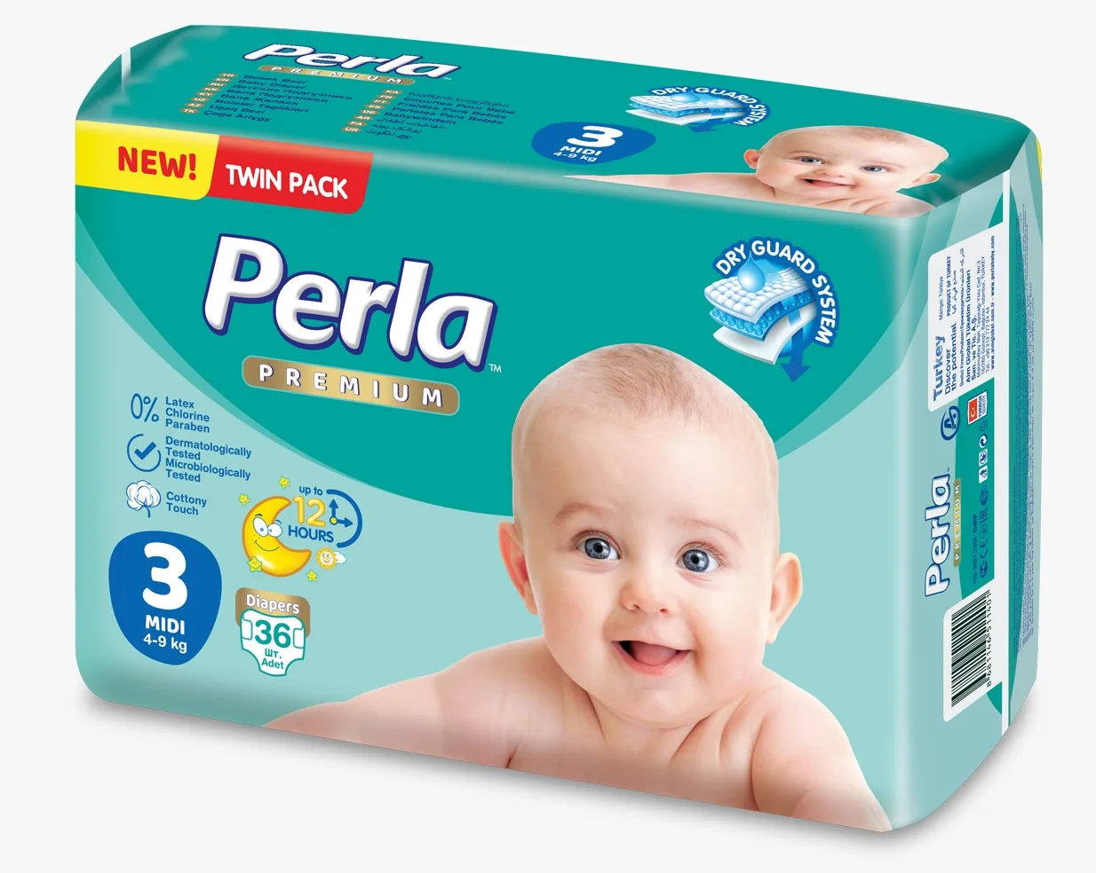 PERLA MEGA PACK MAXI UNISEX MADE in TURKEY DISPOSABLE BABY PANTS (No.4) - 50 PCS BABY DIAPERS