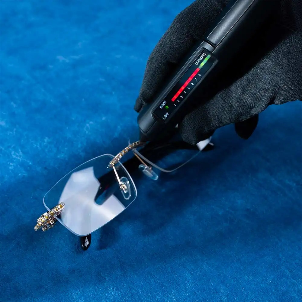 Sunglasses For Moissanite Cut Lab Grown Diamond And Yellow Gold With Black Pvc Frame With Customize Glass look Sunglasses