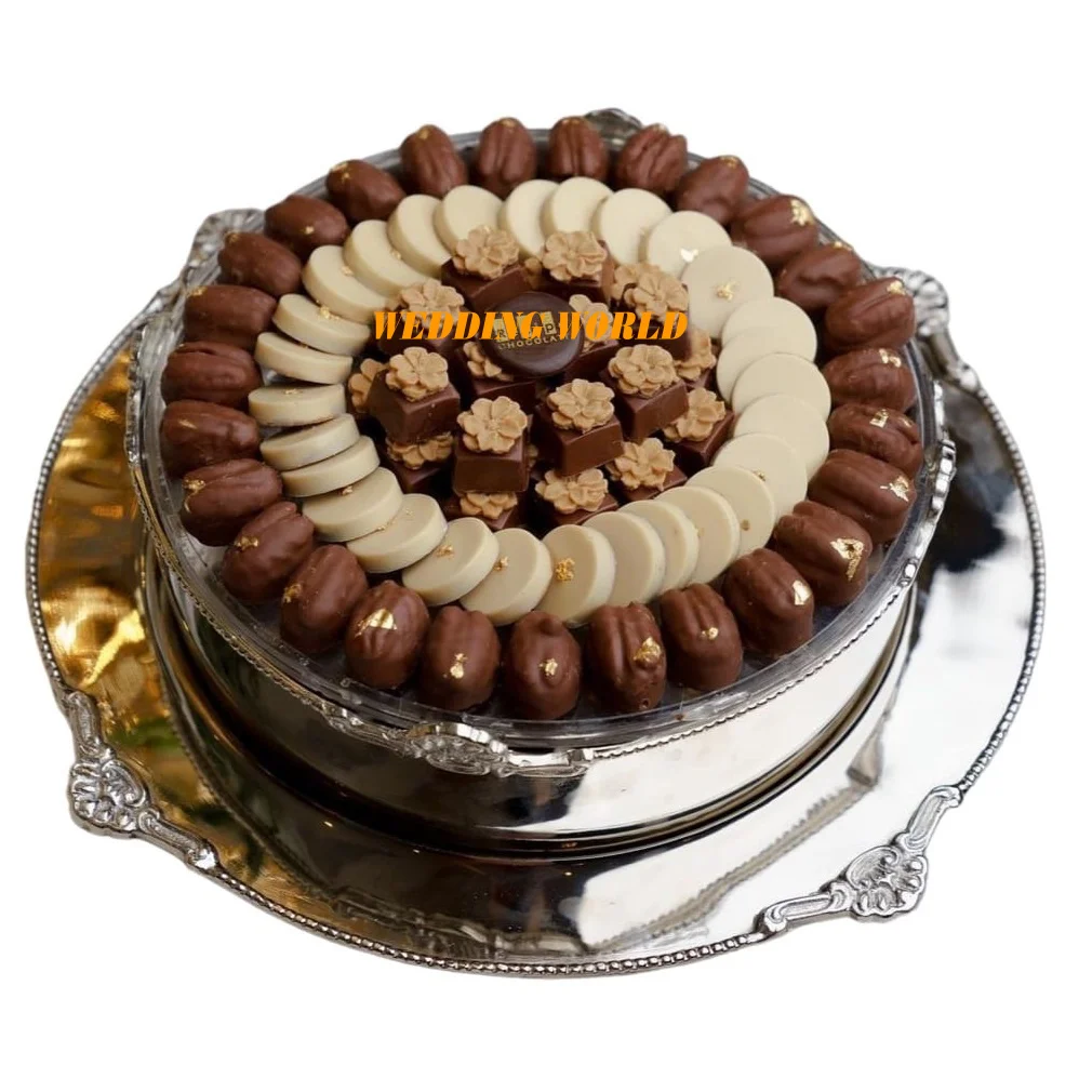 Stainless Steel Chocolate Bowl With Plate Round Shape Decorative Sweet Bowl Table Decoration Wholesale Metal Chocolate Bowl